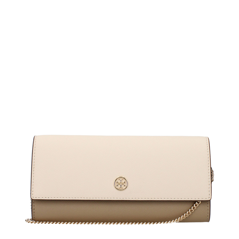 Beige leather clutch bag-null