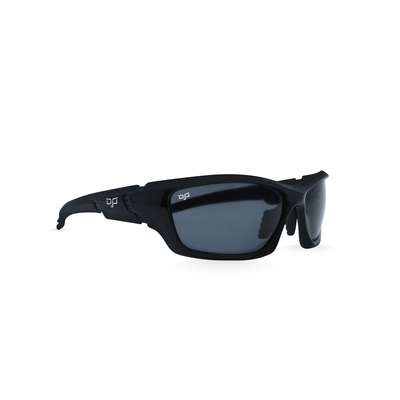 OJO active  sunglasses  with shiny black frame and shiny black temples and grey polarised lenses, , medium