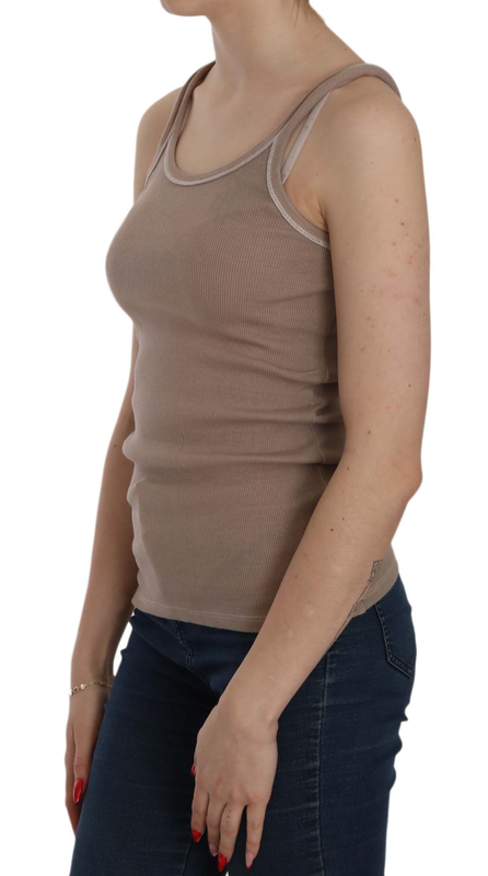 Brown sleeveless spaghetti strap tank blouse-null