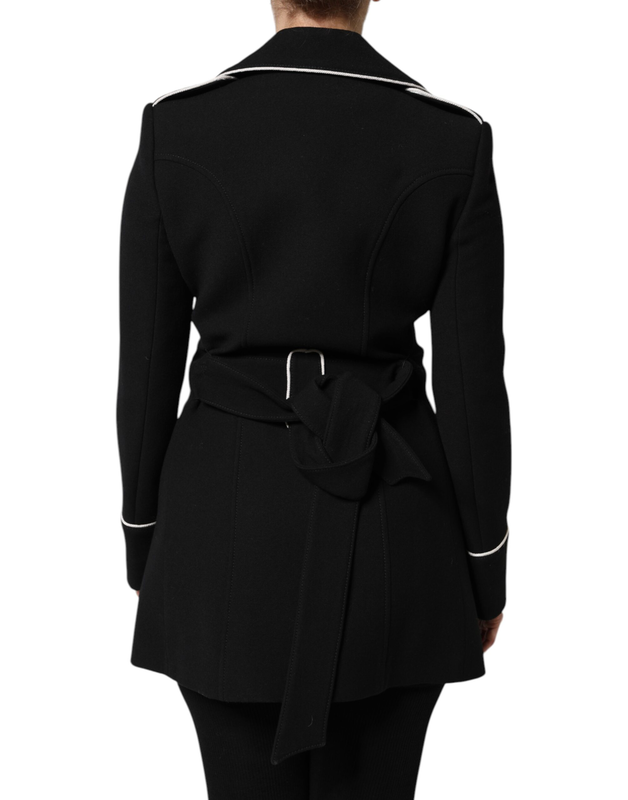 Black wool double breasted blazer jacket-null