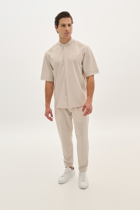 Pcoc s/s easywear stand up collar shirt-null
