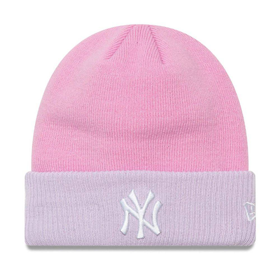 New era youth colour block beanie new york yankees, Baby Pink, medium