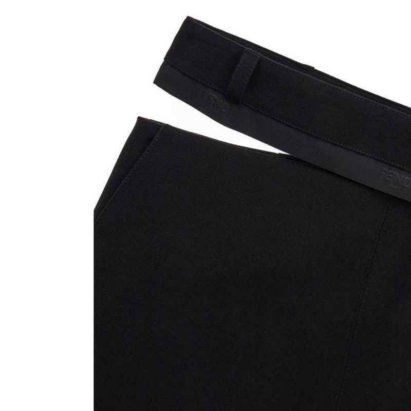 Black virgin wool long skirt-null