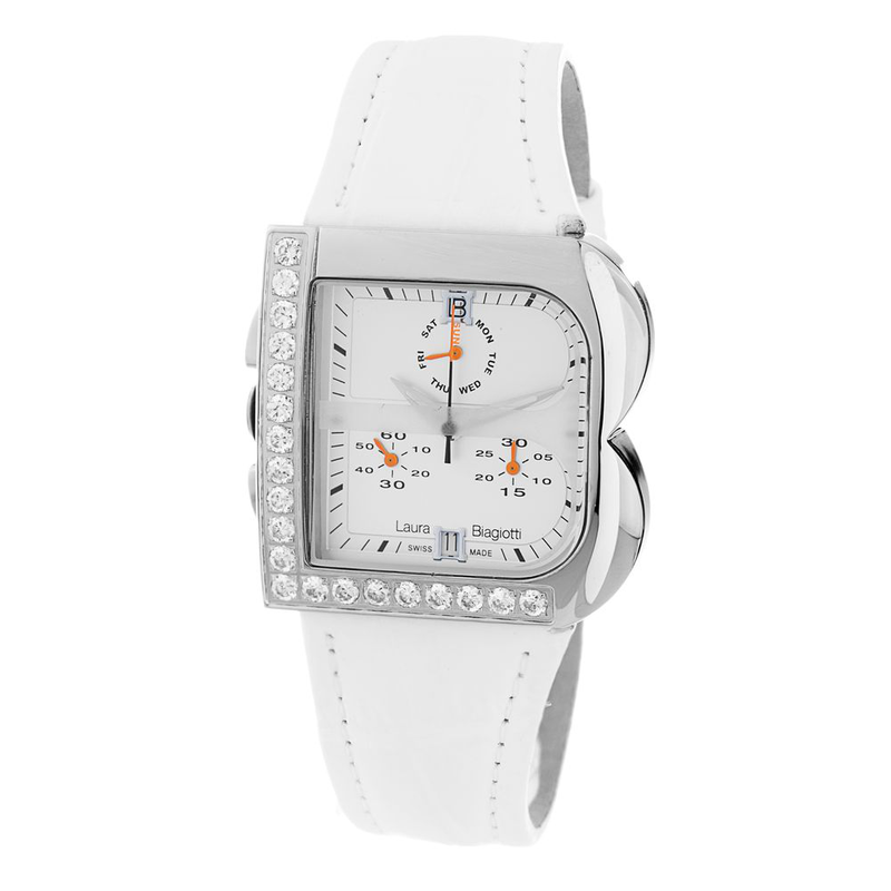 White leather dress watch-null