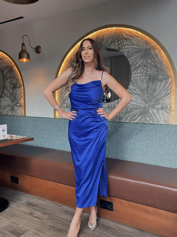 Midi dress satin drape-null