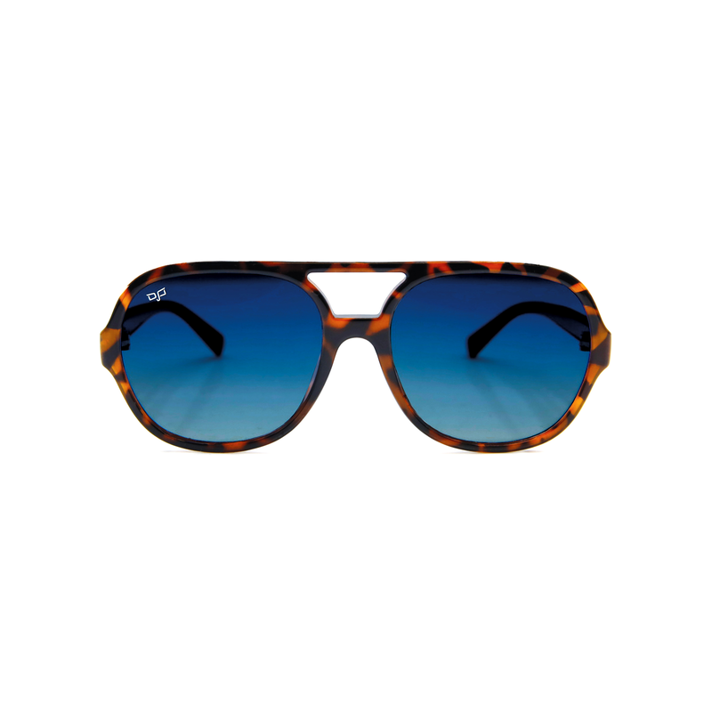 OJO man sunglasses round shell brown frame and temples with gradient blue polarised lenses rx image number null