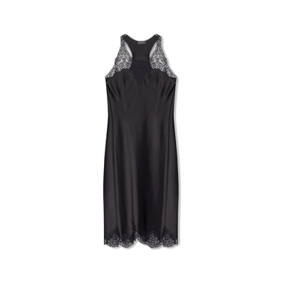 Black acetate casual dress, Black, medium