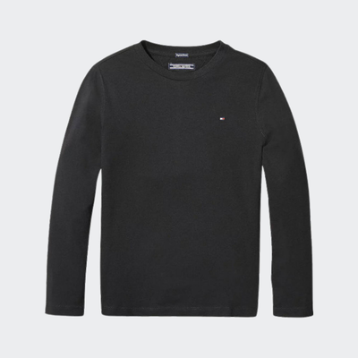 Boys basic knit longsleeve, Black, medium