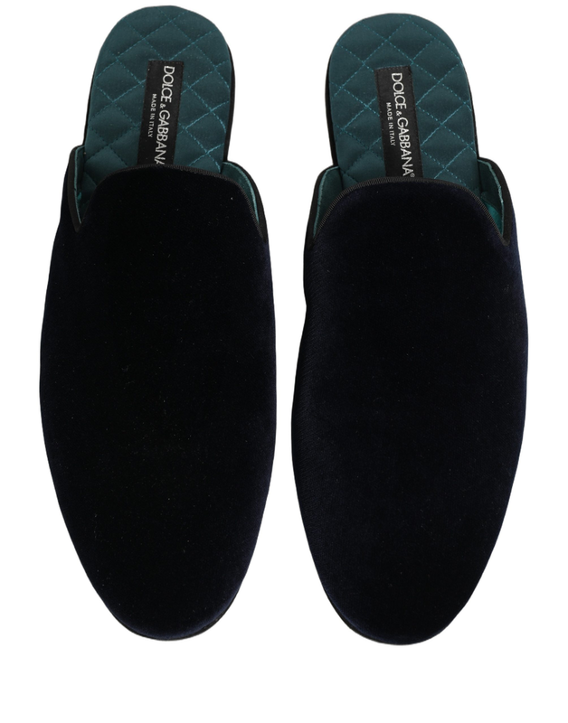 Dark blue suede slides flat slipper men shoes-null