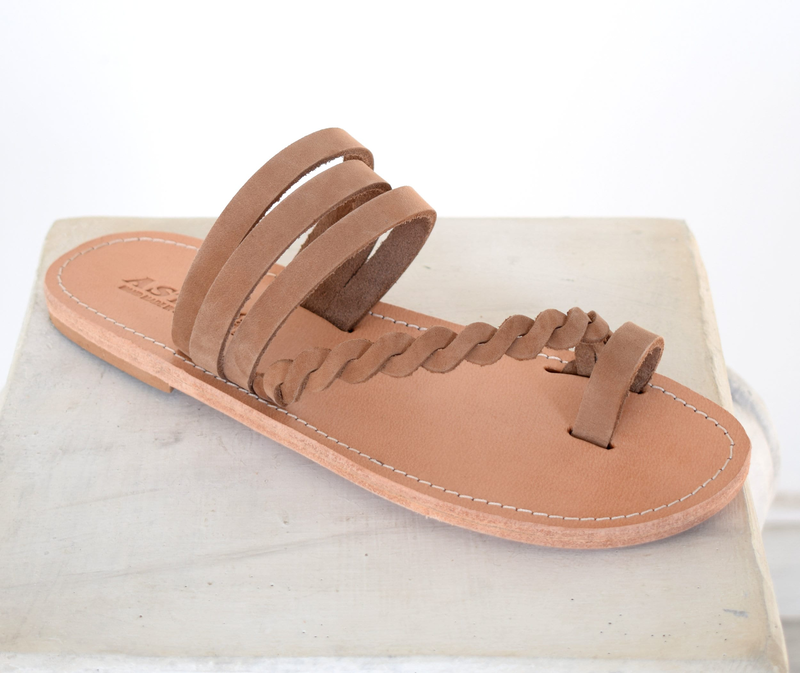 Product image: Ancient greek leather sandals/ gladiator thong sandals/ handmade leather shoes-null