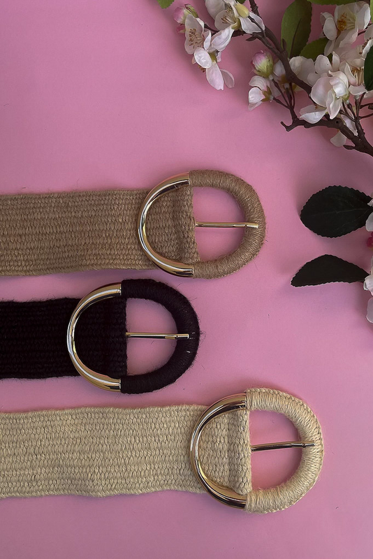 Product image: Oval buckle straw belt beige-null