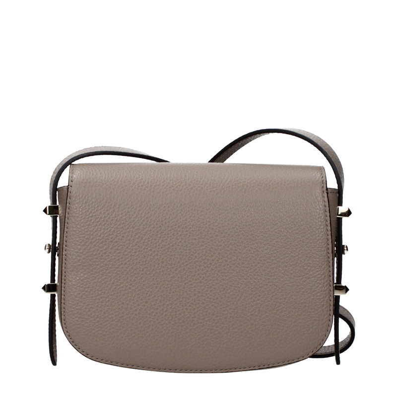 Gray leather crossbody bag-null