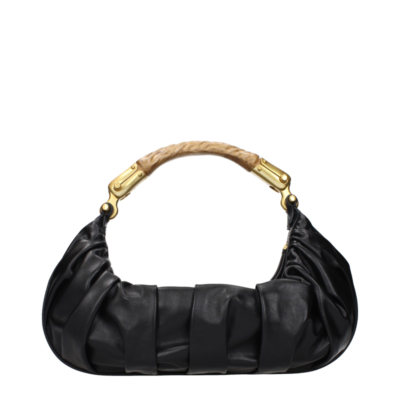 Black leather handbag-null