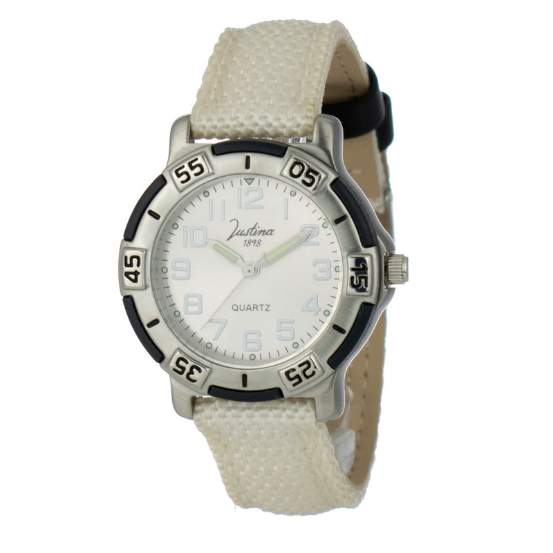 Beige leather dress watch-null
