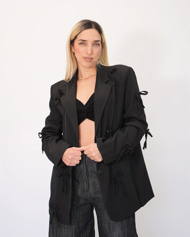 Oversized blazer with bow 87015-null