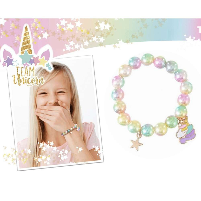 Product image: Team unicorn bracelet with colorful pearl-null
