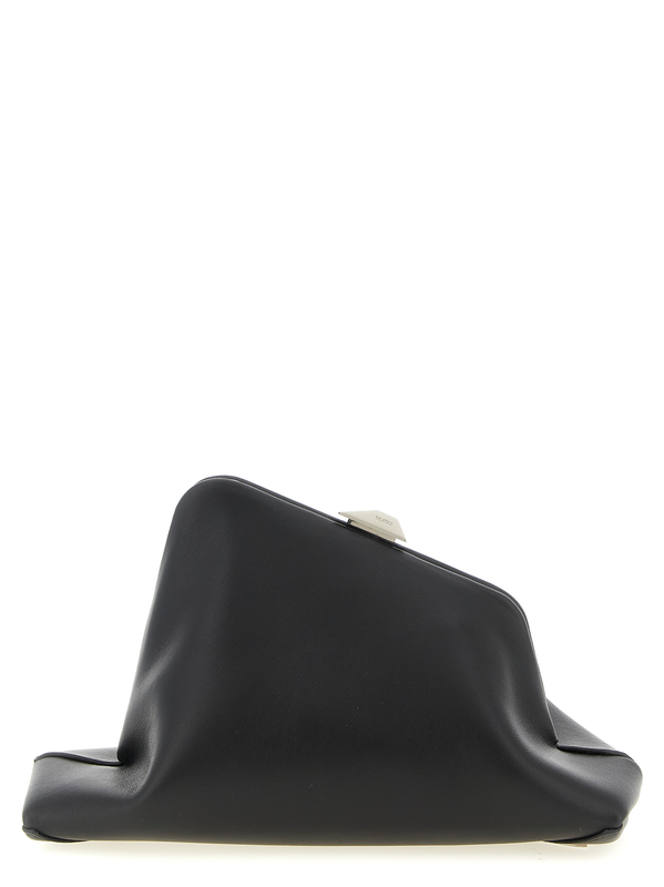 Black calfskin clutch bag-null