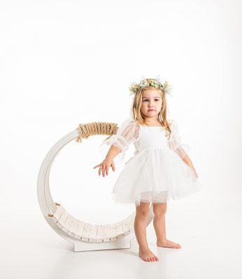 Φορεμα poplin & tulle, White, medium