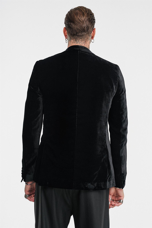 Stefan velvet elastic slim fit blazer-null