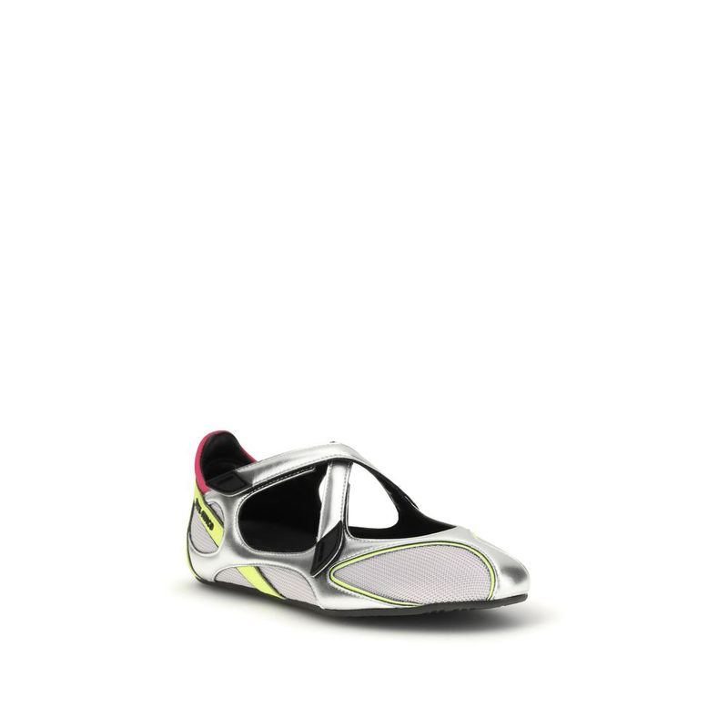 Silver polyurethane ballet flats-null
