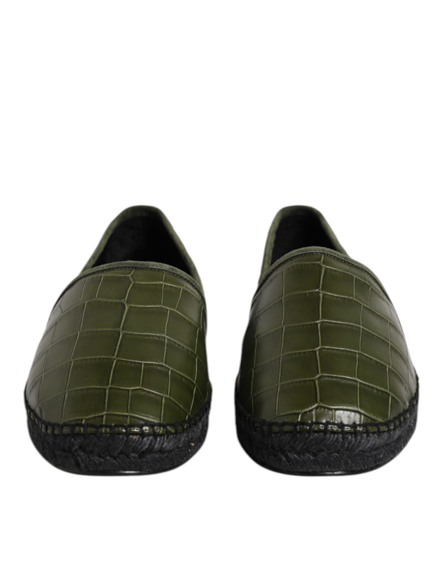 Green exotic leather espadrilles slip on shoes-null