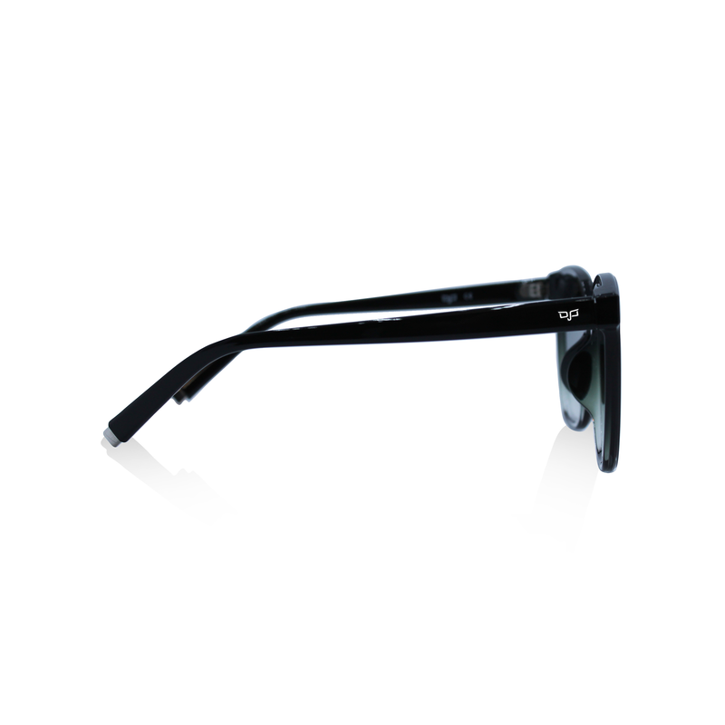 OJO everyday sunglasses shield square shine black frame and temples with gradient grey green lenses-null