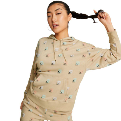 Brand love all-over-print hoodie, Sand, medium