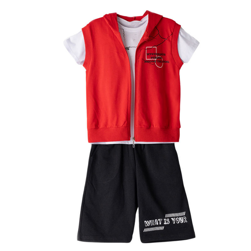 Hashtag for boys short 3pcs set red 242749-null