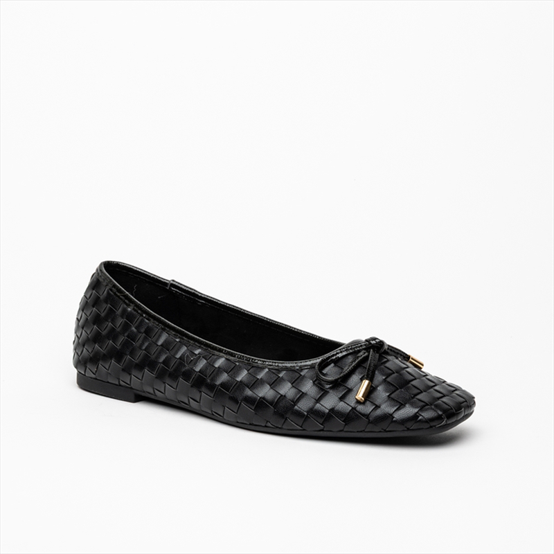 Miss belgini square toe bow tie detail flat ballerina pumps-null