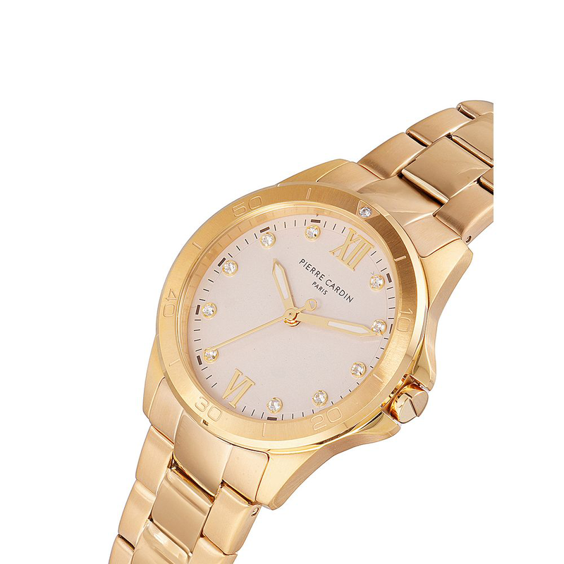 Gold stainless steel dress watch-null