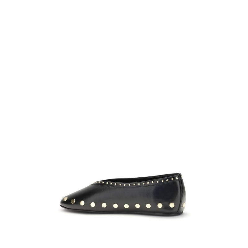 Black polyurethane ballet flats-null
