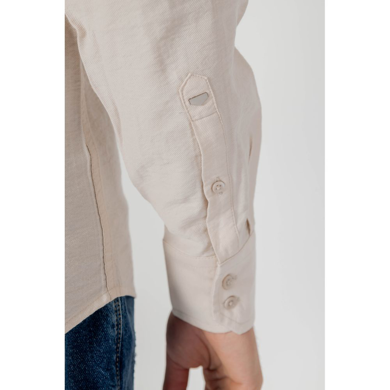 Beige viscose dress shirt-null
