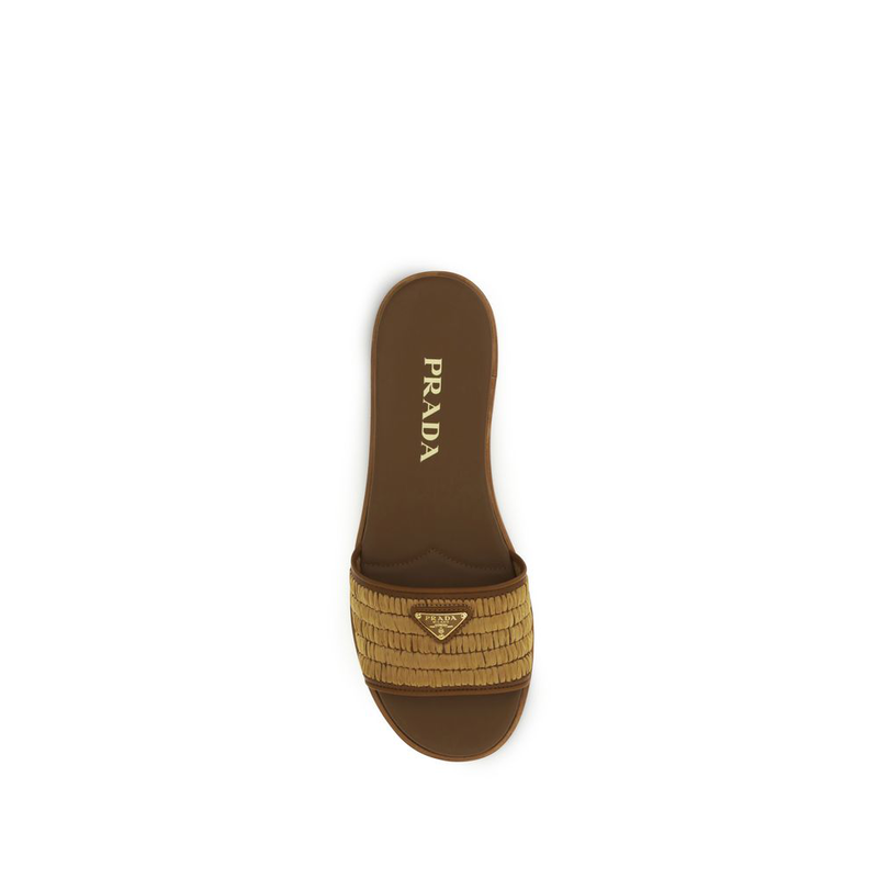 Brown raffia slippers-null