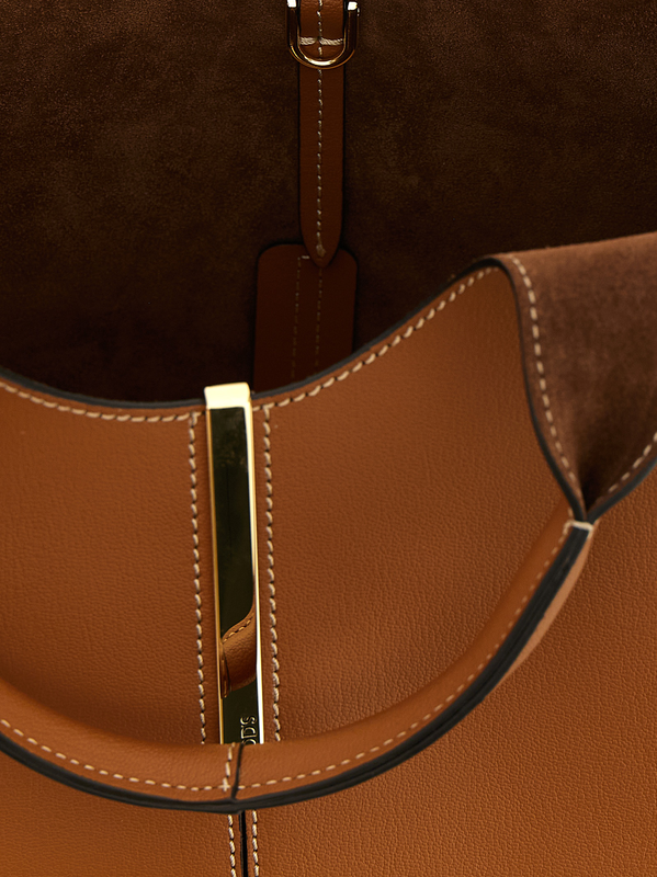Brown calfskin tote bag-null
