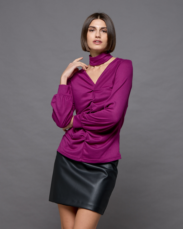 Blouse knitted chocker-null