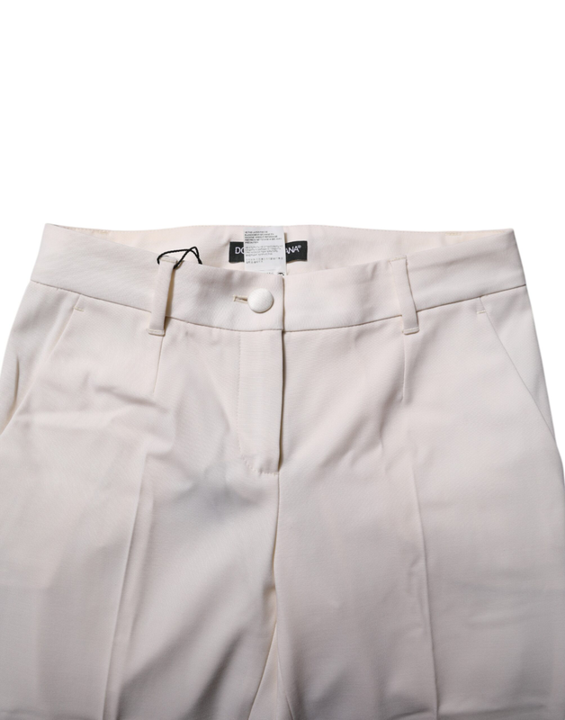 White wool tapered high waist pants-null