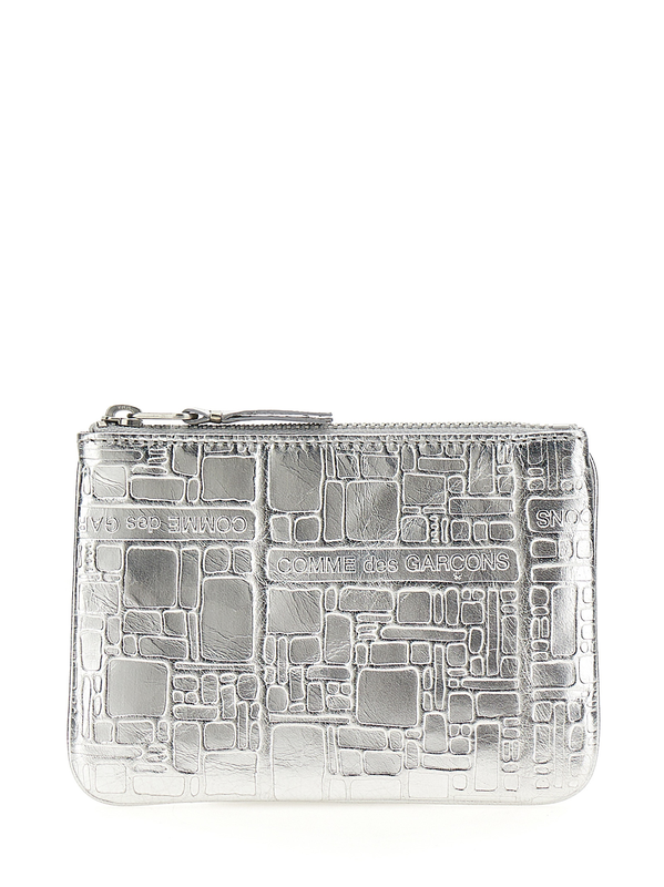 Silver calfskin cardholder-null