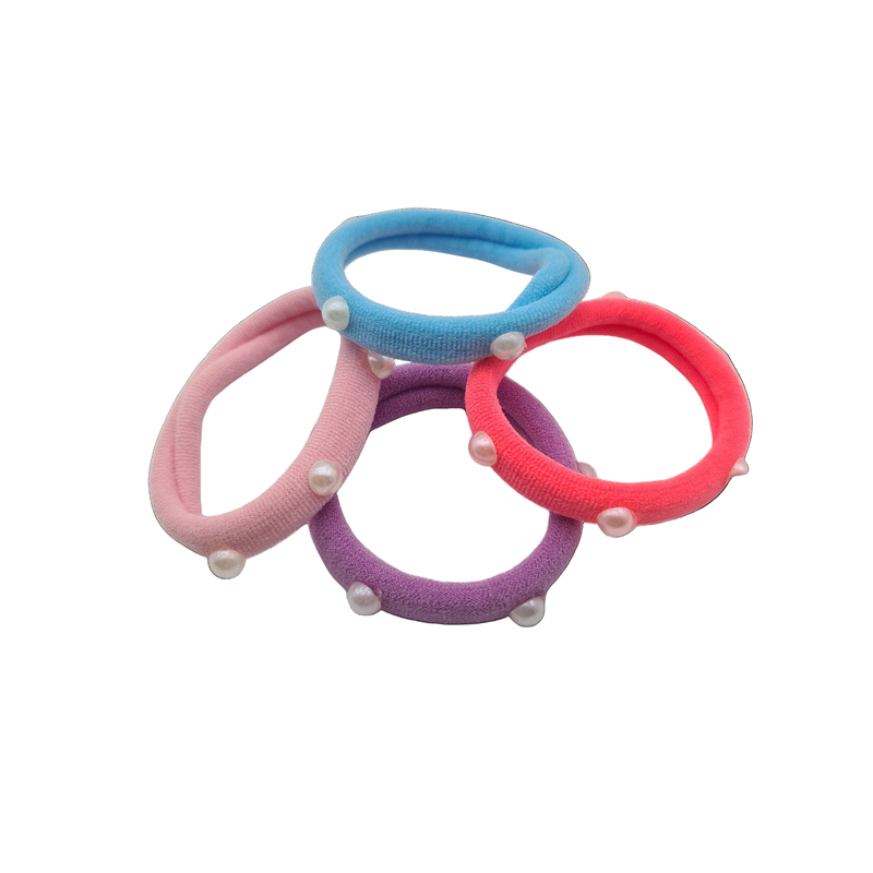 Migant pearl embellished soft fabric hair ties &ndash; set of 4 colors-null