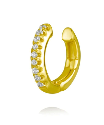 Classic zircon ear cuff, White Zircon-gold Plated 18k, medium