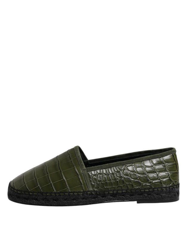 Green exotic leather espadrilles slip on shoes-null