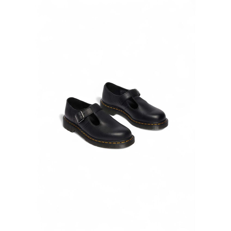 Black leather platform pumps-null