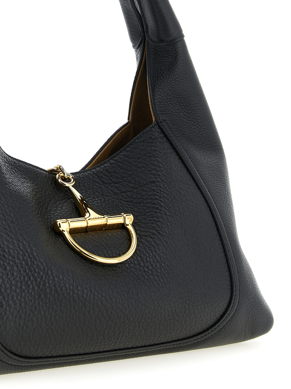 Black calfskin shoulder bag-null