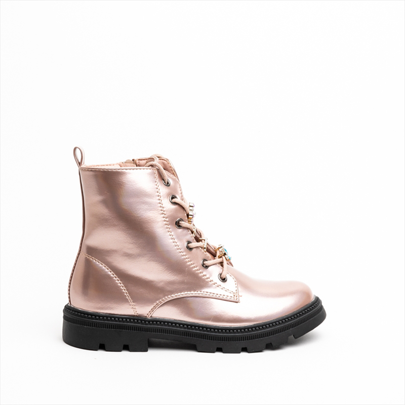 Miss belgini girls lace up chelsea boots with lace embellishments-null