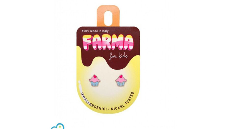 Farma bijoux hipoallergenic kids earrings 7mm cupcakes-null