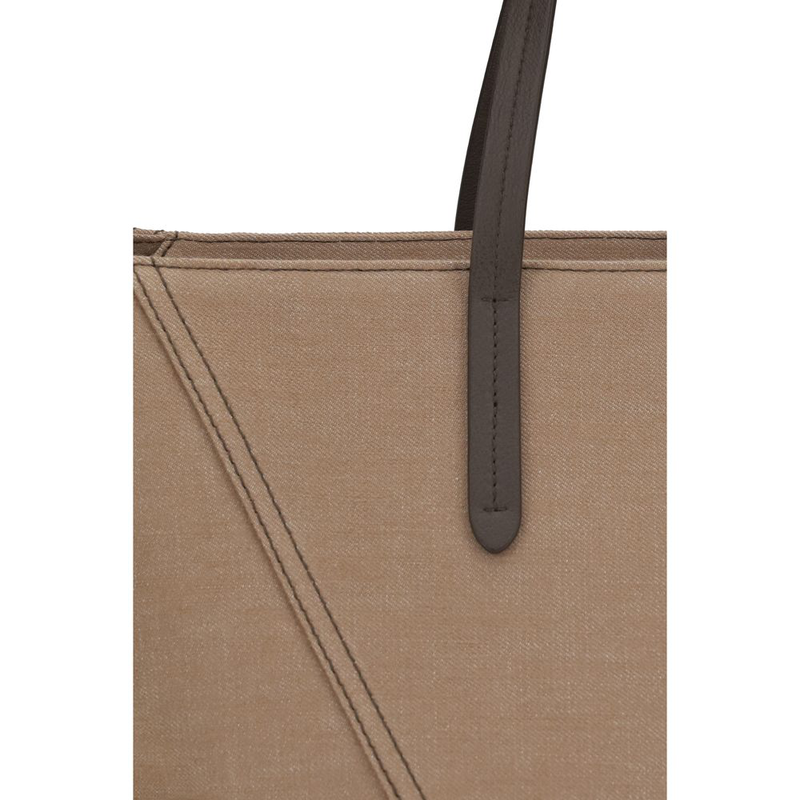 Beige cotton shoulder bag-null
