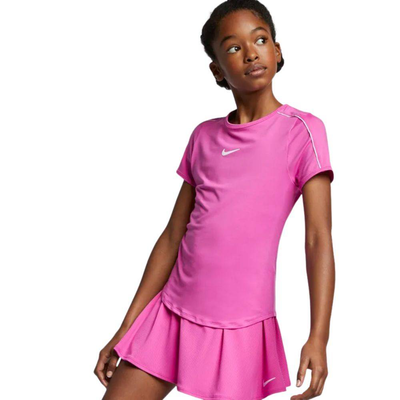 Girls tennis court Dri-FIT top, Fuchsia / White, medium