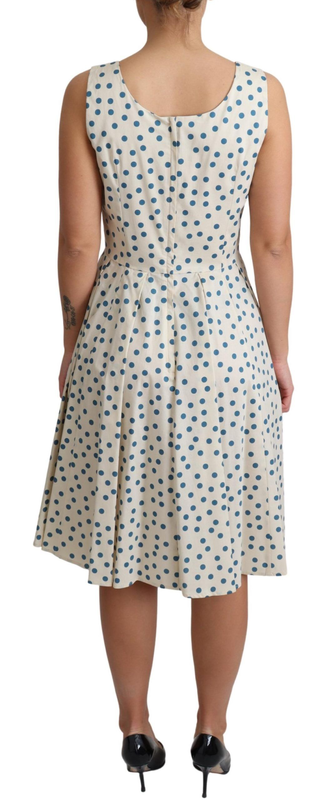 Beige dotted cotton a-line gown dress-null