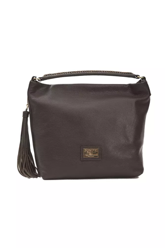Brown leather women shoulder bag-null