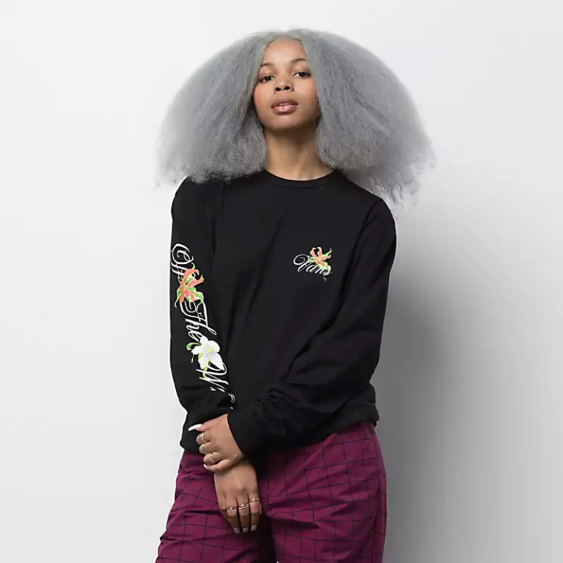 Vans fatal floral ls tee fata black, large-null