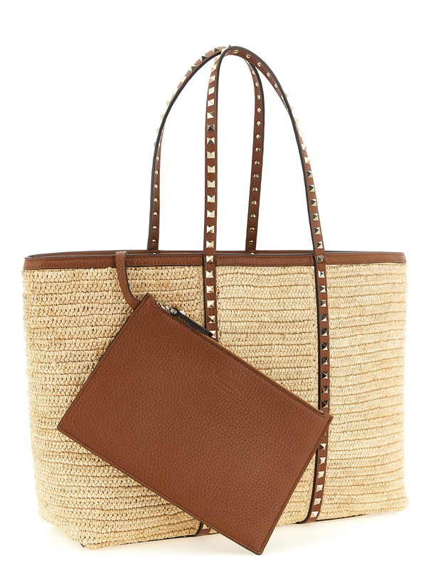 Beige straw tote bag-null